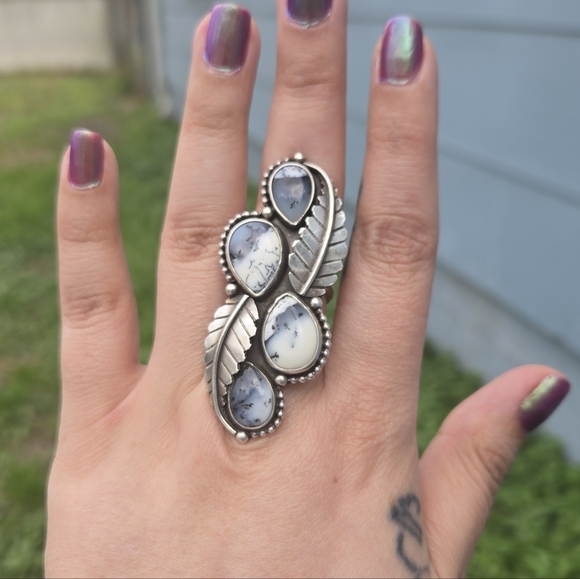aesthetic arrest Jewelry - Aesthetic Arrest Dendritic Agate 4 stone ring Artisan Handmade